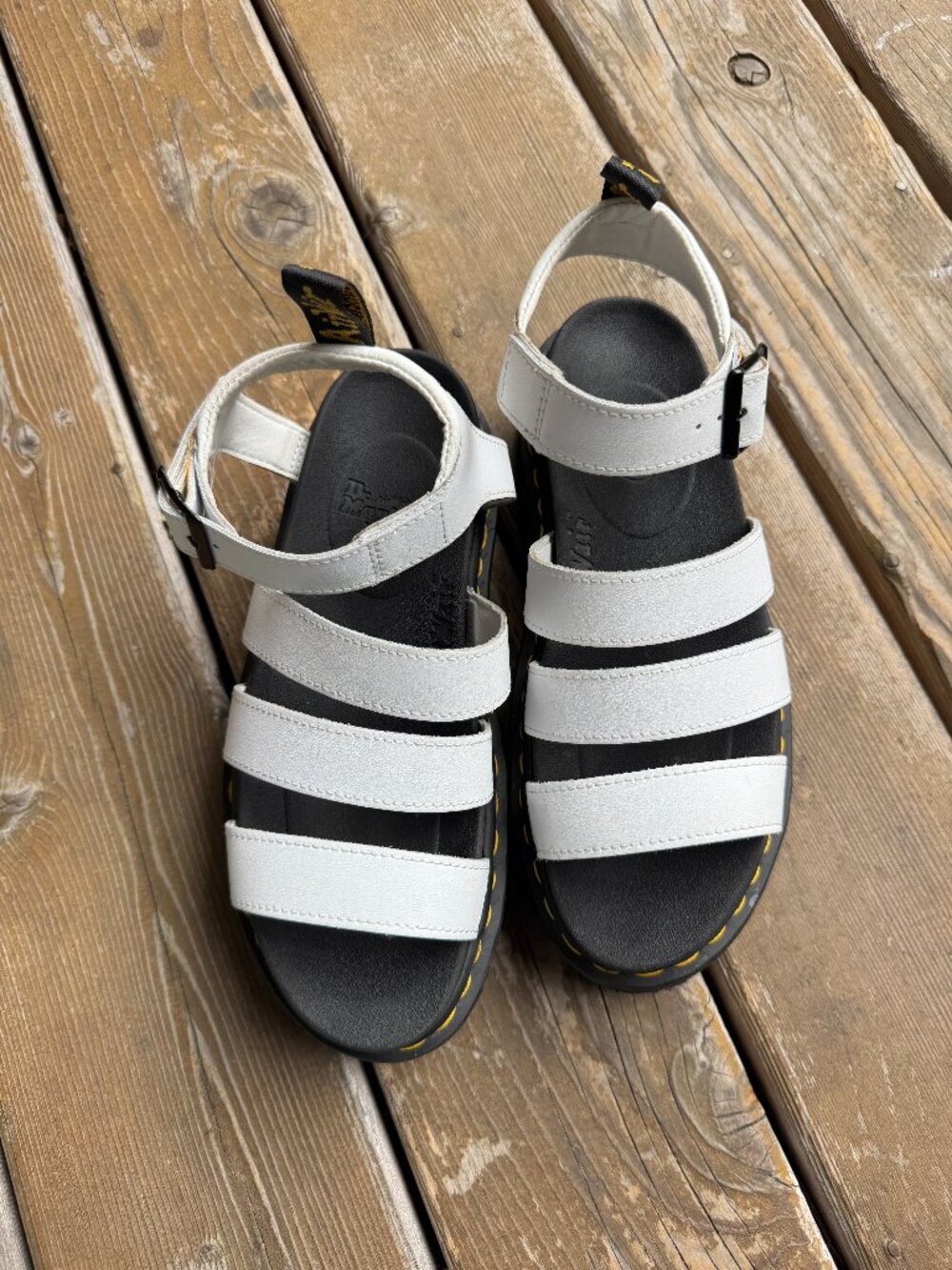 Dr Martens White Multi-Strap Blaire Leather Platform Sandals in Women's 8